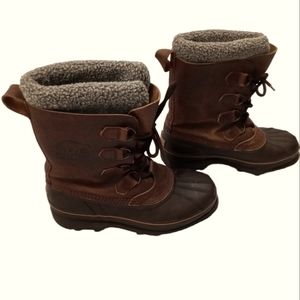 Caribou Sorel Leather Waterproof Rubber Boots Size 10